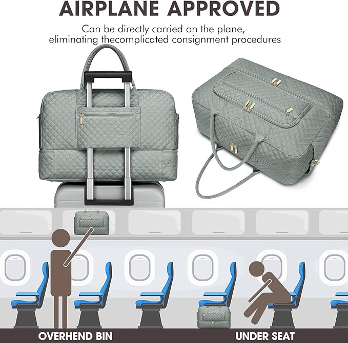 Large Women Travel Duffle Bag - Carry on Overnight Bag Weekend Travel Duffel Tote Bag Yoga Gym Bag with Wet Pocket Toiletry Weekender Overnight Bag for Travel Business Trips Sport Hospital
