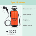 Portable Shower, 2.1Gallon (8L) &10 Spray Modes | Pressurized Beach Shower for Camping Travel & Sand, Camping Shower, Surf Shower, Portable Water Sprayer, Nylon Insulated Cover, Orange
