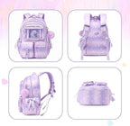 PIG PIG GIRL Kids Backpack for Girls - School Bags for Middle School Students - Book Bag for Elementary Primary - Kawaii Ita Backpack - Purple Shell