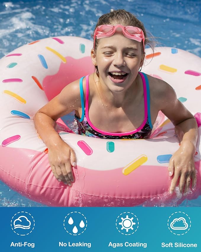 Aegend Swim Goggles for Kids Youth 3-14 Anti-Fog Anti-UV Comfort Fit Goggles for Swimming