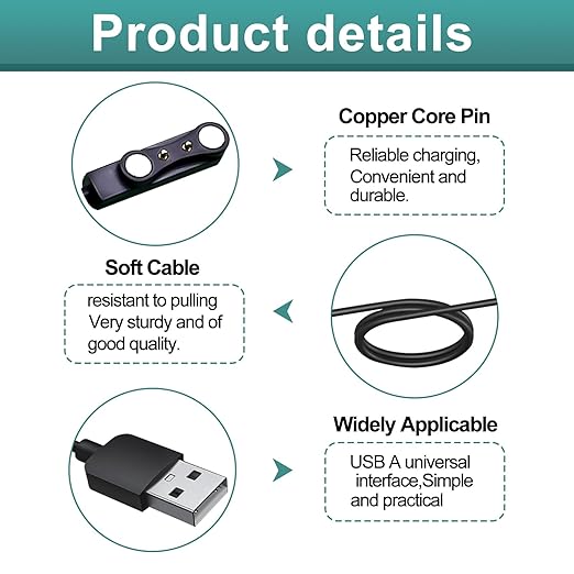2 Pcs Universal Smart Watch Charger, 2-Pin 4 mm Magnetic USB Charging Cable, Universal Replacement Charging Cord for Smart Watch & Fitness Tracker, Strong Magnetic Adsorption, Fast Safe Charging