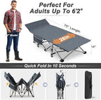 ABORON Camping Cot for Adult 28" Extra Wide, Heavy-Duty 1200D Oxford Cot for Sleeping, Portable Folding Camp Bed with Mat & Carry Bag