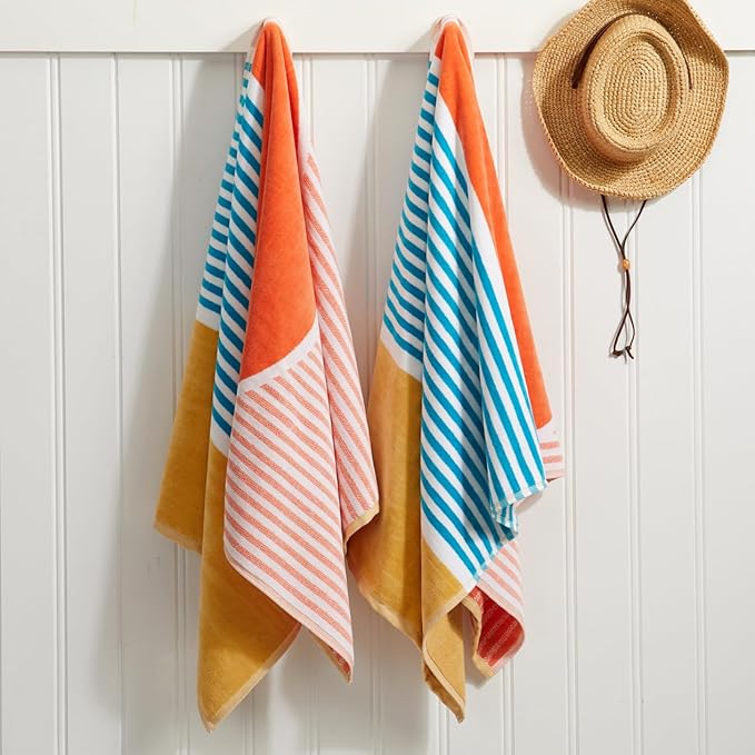 Loon & Lake Luxury Beach Towels Set of 2 - Beach Sunset | 2 Pack 30" x 60" | Crafted from 100% Combed Cotton | Ultra Plush & Super Soft | Rays Collection
