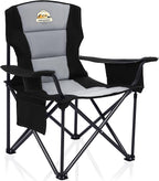 Colegence Oversized Folding Camping Chairs - 450 LBS Support Heavy Duty Camp Chair with Padded Cushion, Portable Outside Chairs with Carry Bag，Cooler, Cup Holder for Outdoor, Lawn, Sports - Black
