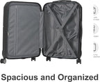 3-Piece Luggage Set 3 (20"/24"/28"), Hardside Suitcases with 8 Spinner Wheels, Scratch-Resistant ABS Shell, set2, set3 Travel Suitcase, TSA Lock (Minimalist Design, Black)