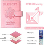 Sizobi Passport Holder for Travel, RFID Passport Cover Wallet for Women Men, Leather Passport Book Card Holder Case for International Travel Must Haves Accessories, Cruise Ship Essentials Gifts, Pink
