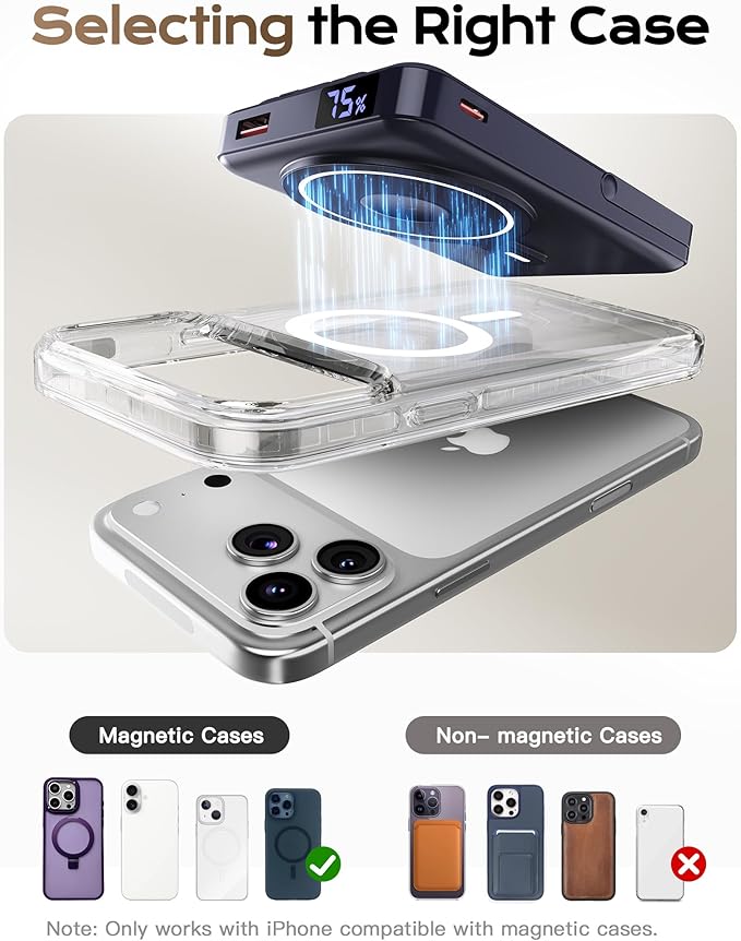 for Magsafe Portable Charger, 10000mAh Magnetic Power Bank with Foldable Stand, PD 22.5W Fast Charging with USB-C Cable, Wireless Portable Charger for iPhone 17/16/15/14/13/12 Series, Blue