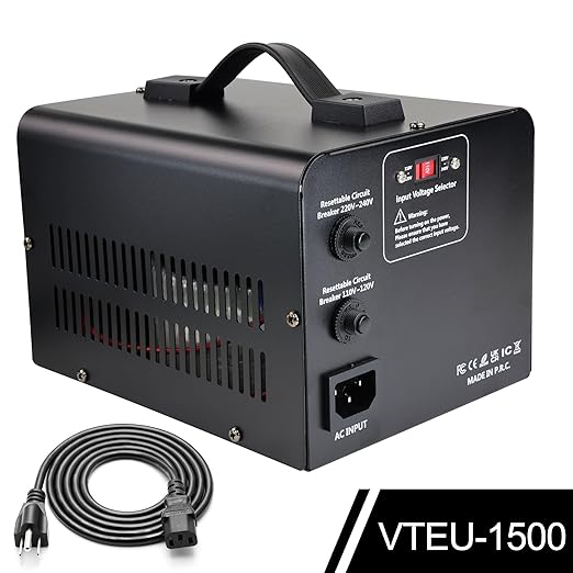 Yinleader 110V to 220V Voltage Converter Transformer Step Up/Down 120V to 240V with 2 US&2 EU Outlets 1500W [110V US Power Cord Included Only, No 220V Cord]