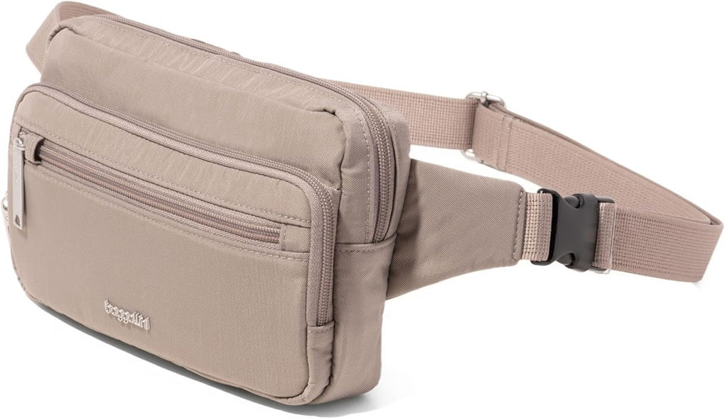 Baggallini Securtex Anti-theft Belt Bag 8.8"x5.5" Crossbody Fanny Pack for Women RFID Wallet Locking Zipper Travel Purse