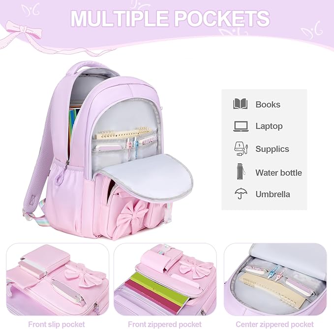 DIGOBAY Backpack for Girls, 3PCS Girls Backpack for School with Lunch Bag Pencil Case, Cute Kids Teens Bookbag for Kindergarten Elementary Preschool Middle School