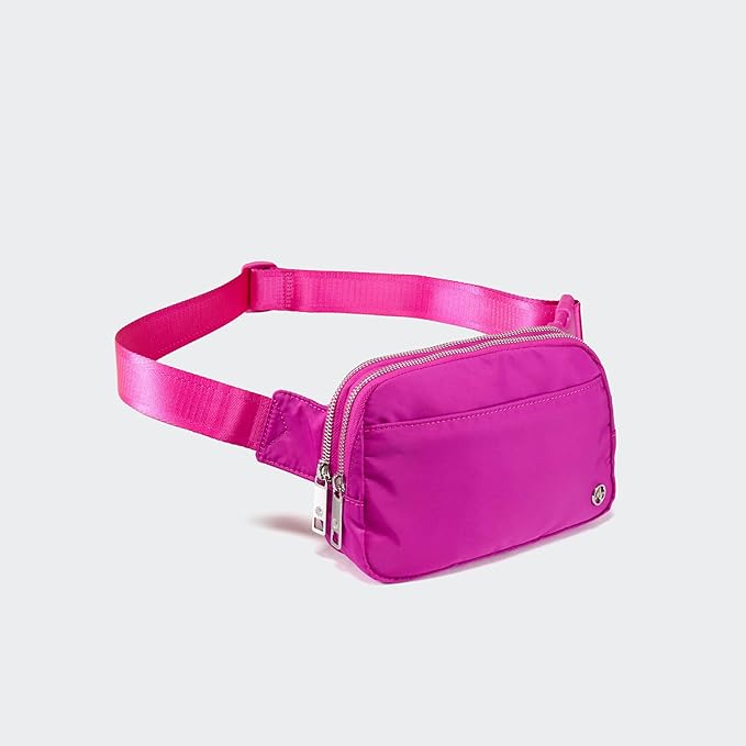 Pander Everywhere Belt Bag for Women, 5 Zipper Pockets Nylon Crossbody Fanny Pack Purse (Grape Purple)