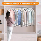 Dntorx 4 Pack Full Clear Garment Bags with Side Zipper, 50" Clothes Covers with 10" Gusset, Transparent Hanging Suit & Coat Covers for Closet Storage, Jackets, Dresses, Windbreakers