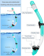 Ubekezele Snorkeling Gear for Adults Men Women,4 in 1 Snorkel Set with Panoramic View Diving Mask Anti-Fog Anti-Leak,Dry Top Snorkel,Fins and Travel Bag for Swimming,Snorkeling and Travel Diving