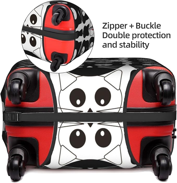Travel Luggage Cover, Black White Cats Washable Elastic Stretch Anti-scratch Suitcase Sleeve Protector with Concealed Zipper for Wheeled Luggage Fits 25-28 Inch