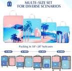 Gonex Compression Packing Cubes, 4pcs Expandable Storage Travel Luggage Bags Organizers, Travel Cubes for Suitcase Carry On (Coconut Palm)