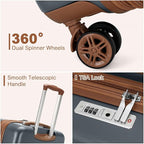 Kono Expandable 28 Inch Large Checked Luggage: ABS+PC Hardside Trolley Travel Case - Hard Shell Suitcase with TSA Lock,Grey Brown