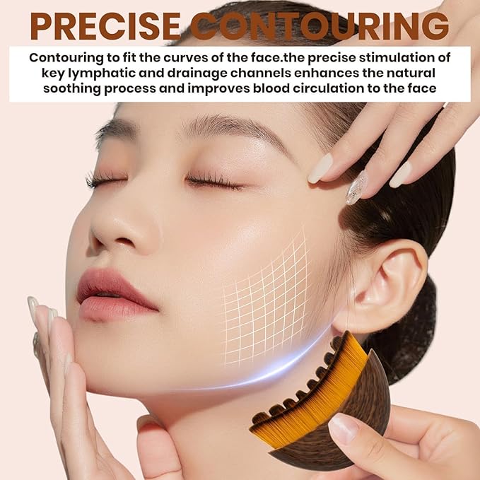 Dry Brushing Face Brush, Lymphatic Contour Face Brush, Chin & Jawline Sculpting, Lymphatic Drainage Massager for Face, Ergonomically Designed to Fit The Skin Precisely (2PCS)