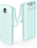 VRURC Portable Charger with Cables for iPhone, 22.5W Fast Charging USB C Power Bank 10000mAh, Compact Cell Phone Battery Pack with Cords for iPhone 17 16 15 14 13,Samsung Galaxy-Green(1 Pack)