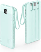 VRURC Portable Charger with Cables for iPhone, 22.5W Fast Charging USB C Power Bank 10000mAh, Compact Cell Phone Battery Pack with Cords for iPhone 17 16 15 14 13,Samsung Galaxy-Green(1 Pack)
