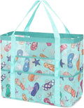 Fammart Mesh Beach Bag, Large Beach Tote with Zipper Pocket, Toys Pool Bag for Family Travel Vacation Cruise Essentials