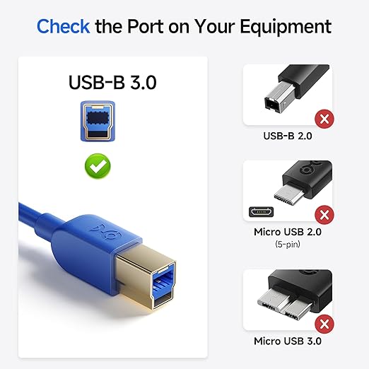 Cable Matters 5Gbps Long USB 3.0 Cable - 10ft, USB A to B Cable, USB3 Cord with Type-B 3.0 Connector for Hard Drive Enclosure/Built-in Hub and More, Blue