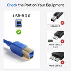 Cable Matters 5Gbps Long USB 3.0 Cable - 15ft, USB A to B Cable, USB3 Cord with Type-B 3.0 Connector for Hard Drive Enclosure/Built-in Hub and More, Blue