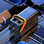 Solar Battery Mobile Bank - 120W External Power Bank, 50000mAh 4 Outputs & 3 Inputs | Portable Survival Gear with Light, Built-in Cables for Devices, Road Trip, Hiking, Backpacking, Camping, Fishing