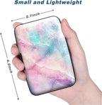 Credit Card Holder, Mini Aluminum Card Wallet RFID Blocking Slim Metal Hard Card Case for Women Men, Colorful Marble