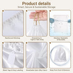 Ewen 12 Pack Satin Dustbags with Drawstring, Small Medium Large Dustproof Packing Pouch with Blank Tags Set for Travel Essentials, White Dust Bags for Handbags Closet Storage Shoes Purse Organization