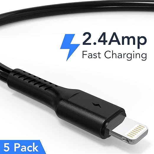 6 inch iPhone Charge Cable Short, 0.5ft 5Pack USB to Lightning Cord for Fast Charging Stations Compatible with Apple iPhone 12 11 Pro Max Xs 8 7 6 5 Plus, iPad Air/Mini