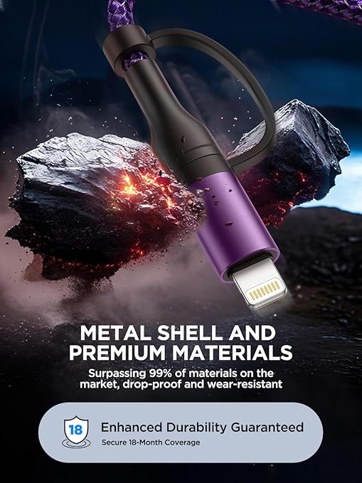 USB C to Lightning Cable, 60W 4 in 1 Fast Charging Cable Apple MFi Certified USB A to Lightning Cord Nylon 6ft USB C to USB C Charger Cord for iPhone 17 16 15 14 Pro/iPad/Samsung S25/MacBook/Switch 2