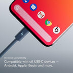 Beats 240W USB-C to USB-C Braided Cable, Fast Charging, Durable/Tangle Free, Compatible with Apple and Android Devices (3 m/10 ft) – Nitro Navy