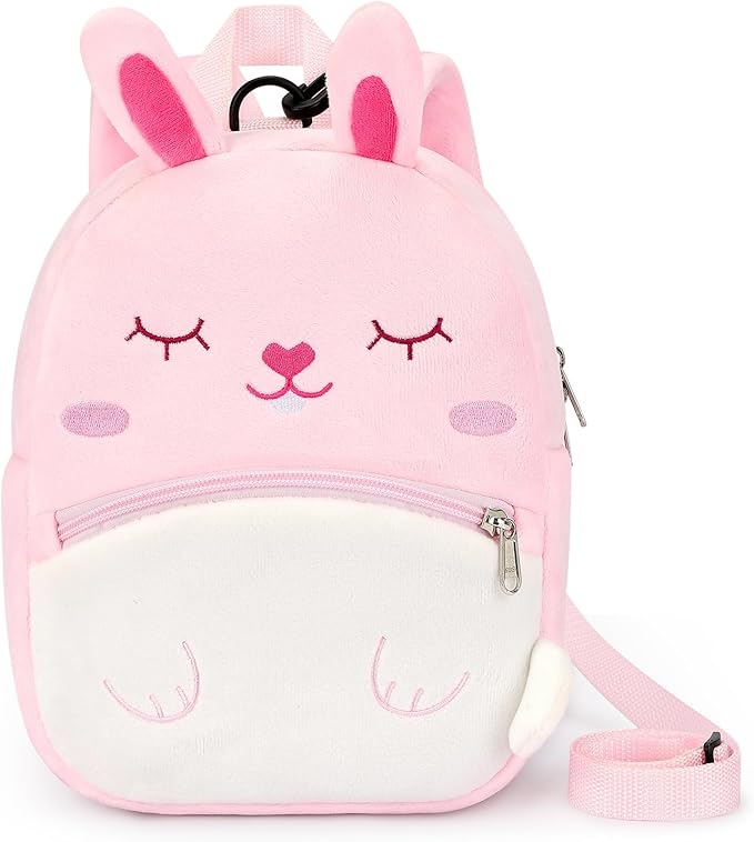 mibasies Toddler Backpacks for Girls 2-4: Plush Backpack -3D Animal Cartoon Mini Travel Bag -10 inch Toddler Backpack Leash