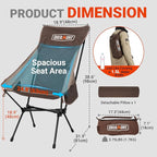 Overmont Portable High-Back Camping Chair - 440LBS Support Oversized Lightweight Folding Backpacking Chair for Adults - Compact with Detachable Pillow for Outdoor Travel Hiking Beach Fishing