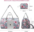 Duffle Bag for Travel, Weekender Bag with Shoe Compartment, Carry On Overnight Bag for Women with Toiletry Bag, Gym Bag with Wet Pocket, Hospital Bags for Labor and Delivery Beige