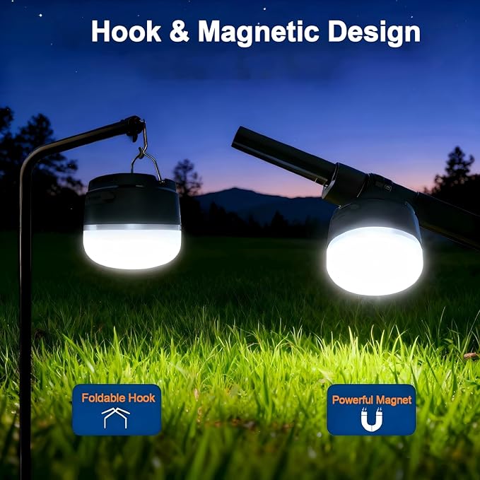 LED Camping Lantern, 8000mAh Rechargeable Camping Tent Light with 13 Light Modes, 6 Brightness Adjustable Tent Lamp, IP44 Waterproof Emergency Hanging Light for Hurricane, Power Outages