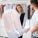 BALEINE 40'' Translucent Garment Bags, 12 Packs PEVA Dress Bag for Closet Clothes Dresses Suit Coats Storage (White, 12PK)