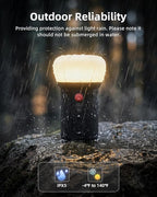 LED Rechargeable Camping Lantern with Hook - 6000mAh Emergency Outdoor Camping Lights, IPX5 Water Resistant Portable Tent Lights for Hiking, Backpacking, Fishing, Outages (Black 2Pack)