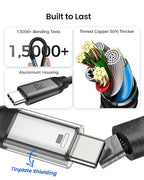 Silkland USB C Monitor Cable Right Angle 5FT, 8K@30Hz 5K/4K@60Hz Display, 20Gbps Data Transfer, 90 Degree USB C 3.2 Gen 2x2 Video Cable, 240W Charging for iPhone 17, MacBook, Portable Monitor, Carplay
