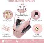 Initial Travel Duffle Bag for Women - Pink Personalized Weekender bags Overnight Bag with Shoe Compartment & Wet Pocket Weekend Tote Bags with Toiletry Bag Monogram Christmas Gifts (Letter M)
