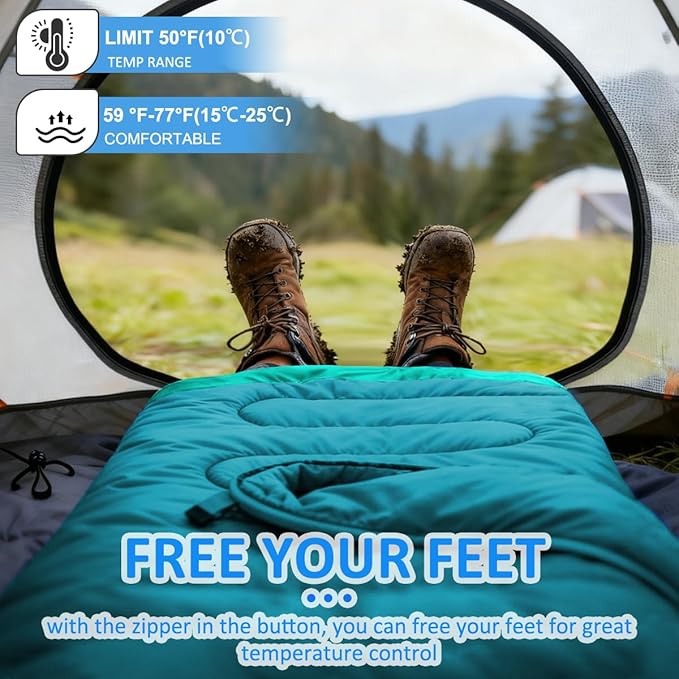 oaskys Camping Sleeping Bag - 3 Season Warm & Cool Weather - Summer Spring Fall Lightweight Waterproof for Adults Kids - Camping Gear Equipment, Traveling, and Outdoors