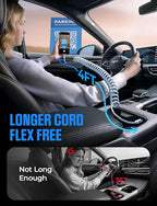 LISEN Coiled USB C Cable, 2 Pack for Android Auto & CarPlay Cable, Short USB A to USB C Cable Compatible with iPhone 17/16/15, Samsung Galaxy S25/S24/S23 A15/A14, Google Pixel 9/8, Blue 4FT