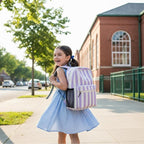 STEAMEDBUN Corduroy Kids Backpack for Girls Boys 3-8, Girls Backpack for Elementary Kindergarten - Stripe