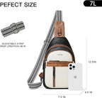 LATMAP 7L Sling Bag For Women Men Backpack Fanny Pack Crossbody Chest Travel Shoulder Belt Bags Purse Handbag PU Leather