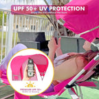 Backpack Beach Tanning Chair with Canopy and Face Hole, 6-Position Folding Lay Out Lounge Chair, UPF 50+ Wind-Resistant Sun Shade, Portable Recliner for Sunbathing, Outside, Poolside, Lawn, 2 Pack