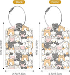 2Pack Luggage Tags for Suitcases, Cute Unique Pu Leather Cruise Luggage Tag with Privacy Cover ID Label Address Card and Metal Ring Suitable for Women Men Kids Travel Bag Cute Cat
