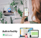 Air Wallet, Built-in Tracker Slim Wallet, Smart Wallet with Money Clip, Compatible with FindMy Network(iOS Only), Anti-Theft Card Holder, *Gift for Men (Tracker Wallet,Macaron Powder)