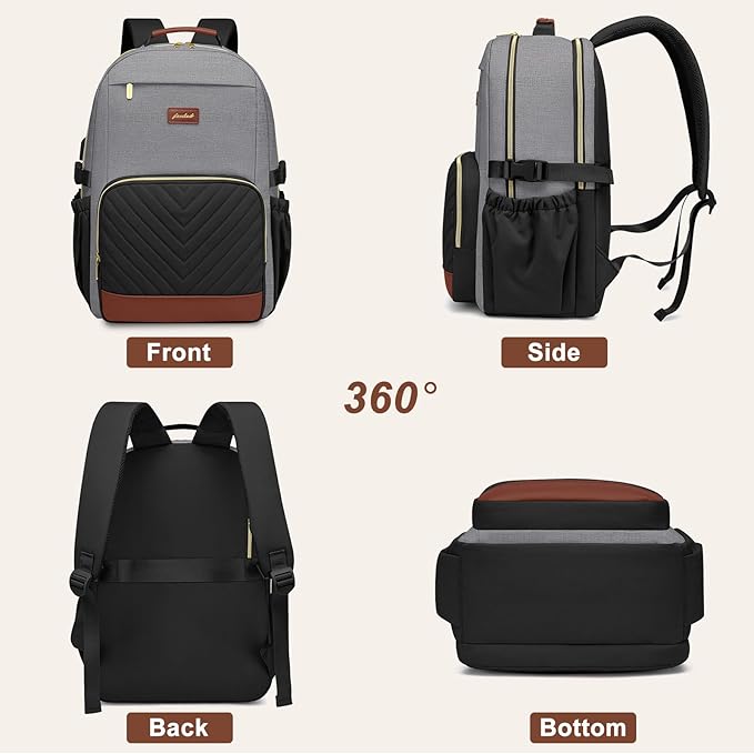 Focdod Laptop Backpack for Women Bookbag: 15.6 inch Work Backpacks with Pouch Pocket for Large Capacity Cup & USB Charger College Book Bag Travel Business Nurse Teacher Bookbags Anti-theft Back Pack