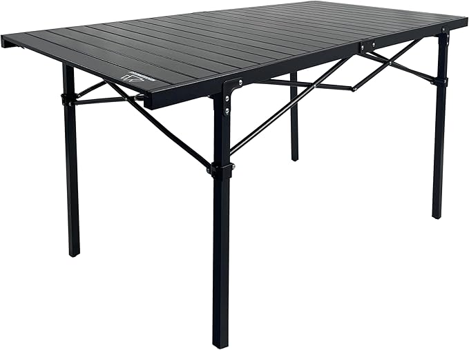MOUNTAIN SUMMIT GEAR Heavy-Duty Roll-Top Table for Camping - Portable Aluminum-Top Folding Table with Steel Frame by Caddis Sports, Inc. (Extra Large)