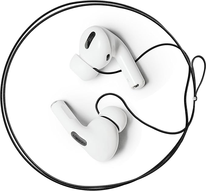 New Version of Anti-Lost Strap for Wireless in-Ear Earbuds with Ear Tips, Airpod pro Lanyard - Black (Compatible with Airpods Pro 1 2 3, Sony, Beats, Samsung, Bose)